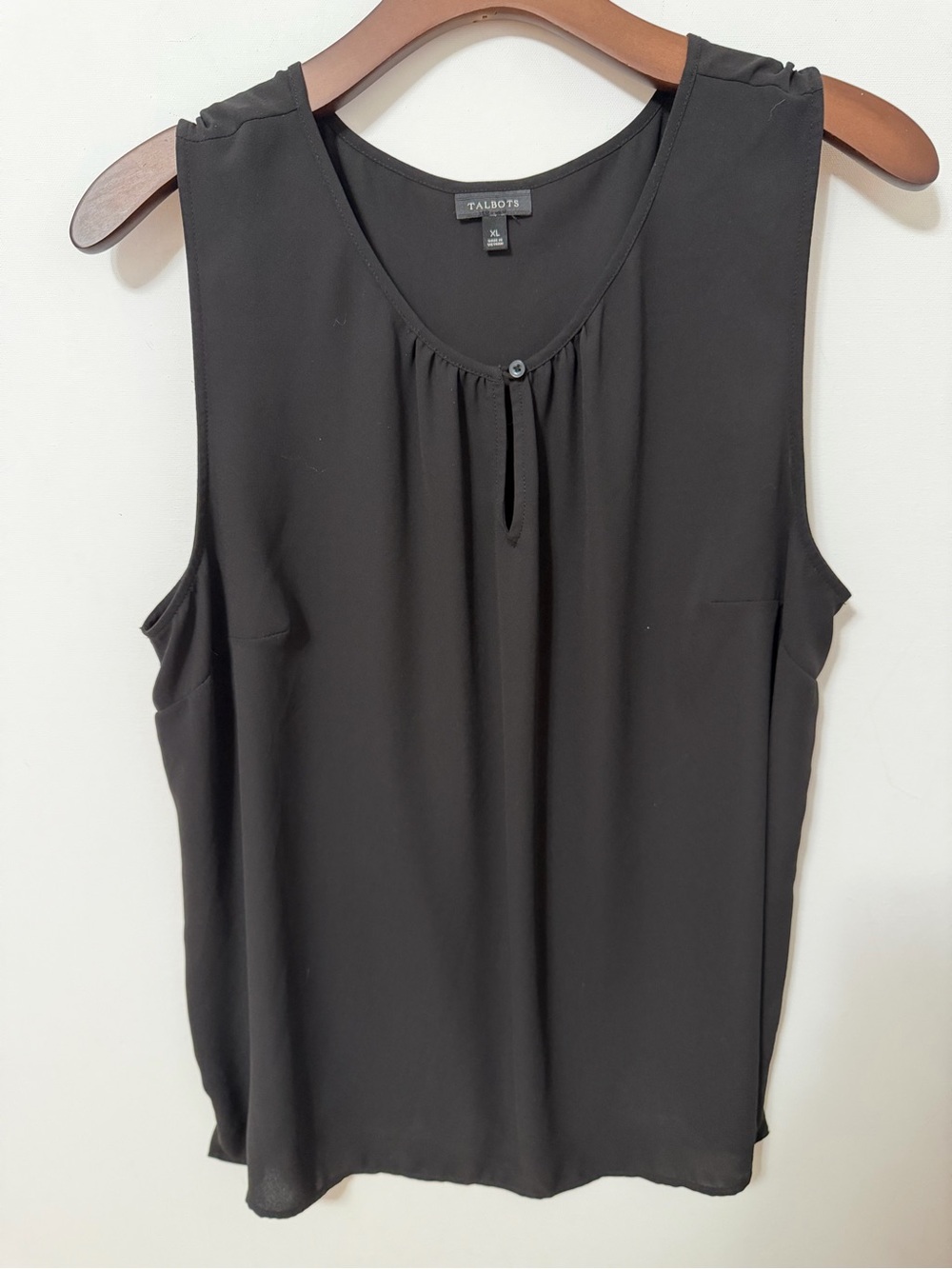 Talbots Black Sleeveless Keyhole Blouse XL